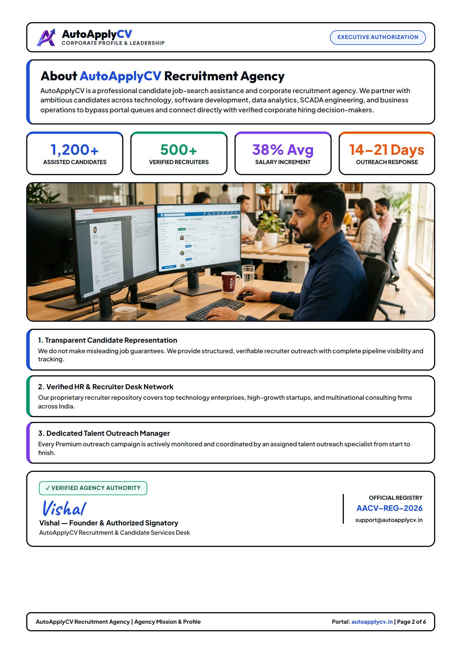 Page 2: About & Founder Seal